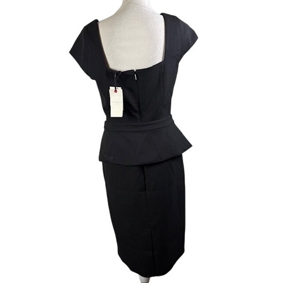 NWT Ted Baker Fleuurr Square Neck Midi Dress Black Size 8 - Picture 5 of 13